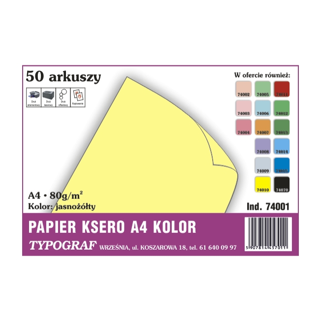 Papier ksero A4 jasnożółty 80 g/50ark | biuroweokazje.pl | Działaj śmiało!