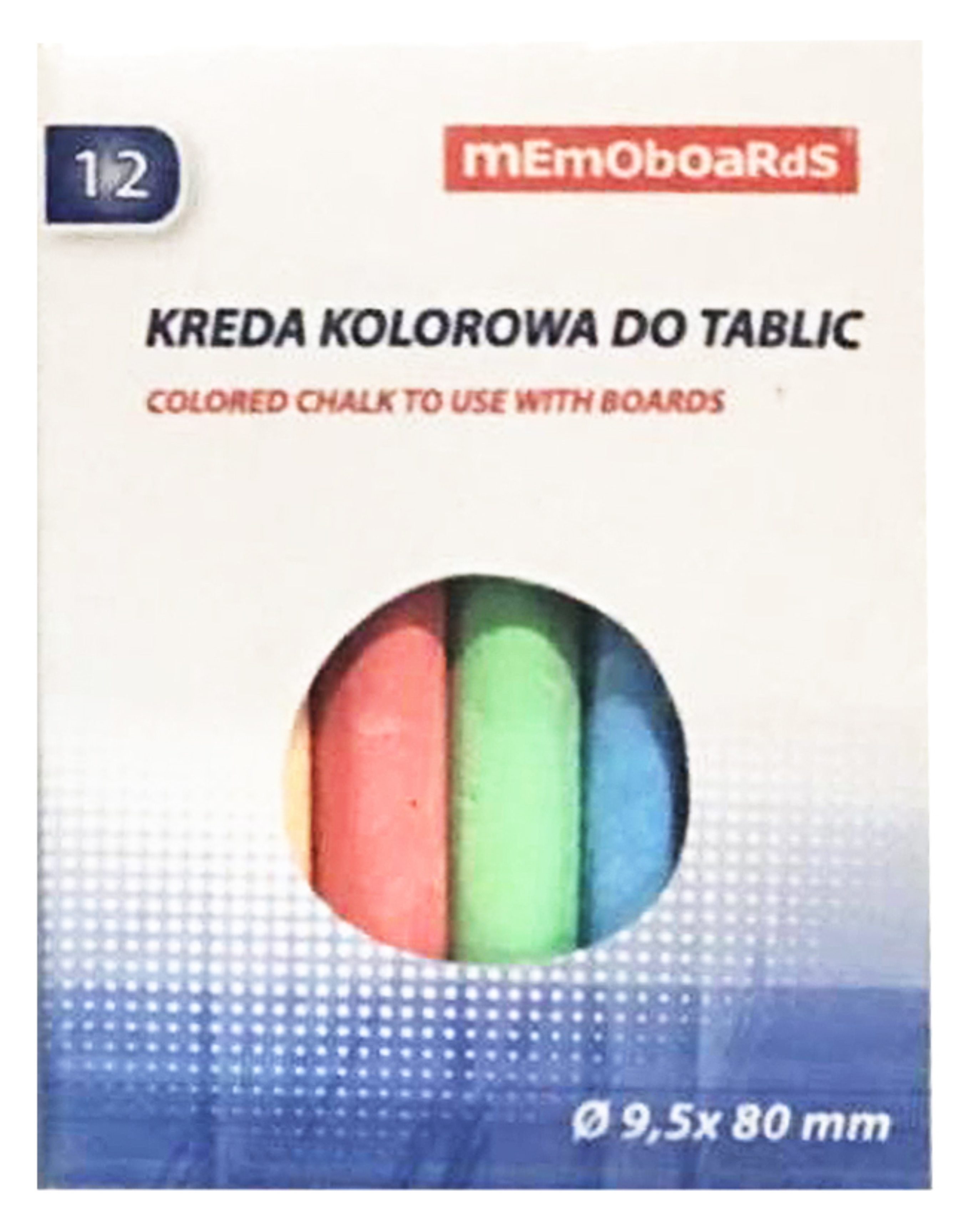 Kreda kolorowa do tablic Memoboards 12 kolorów w kartoniku 9,5x80 mm | biuroweokazje.pl | Kup w sekundę!