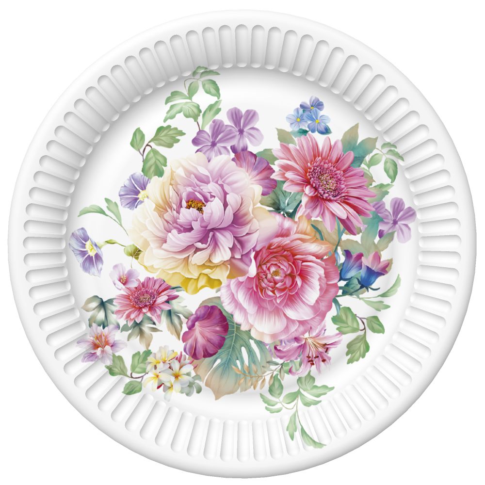 Talerzyki papierowe Watercolour Flowers Arrangement zestaw 8 sztuk. O 18 250 [g m2] | biuroweokazje.pl | Kup sprytnie!