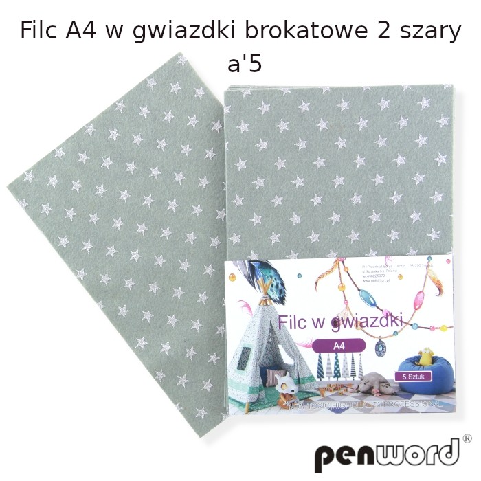 Filc A4 w gwiazdki brokatowe 2 szary a'5 | biuroweokazje.pl | Kup z dostawą!