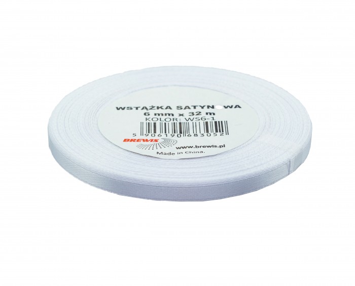 Wstążka satynowa Brewis 6 mm biała | biuroweokazje.pl | Kup z dostawą!