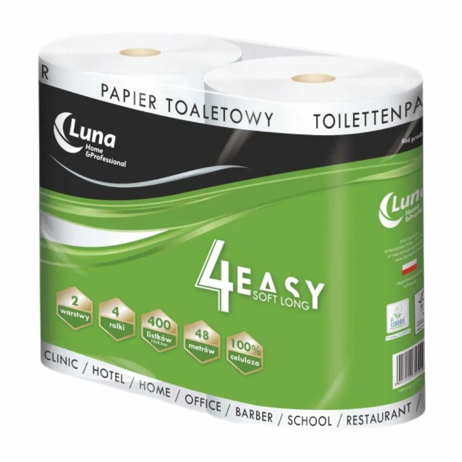 Papier toaletowy 4 rolki 4Easy Soft Long, 400 listków= 48 m celuloza 2 warstwy | biuroweokazje.pl | Zamów rozsądnie!