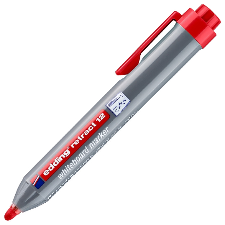 Marker automatyczny suchościeralny Edding retract 12 czerwony | biuroweokazje.pl | Kup w promocji!