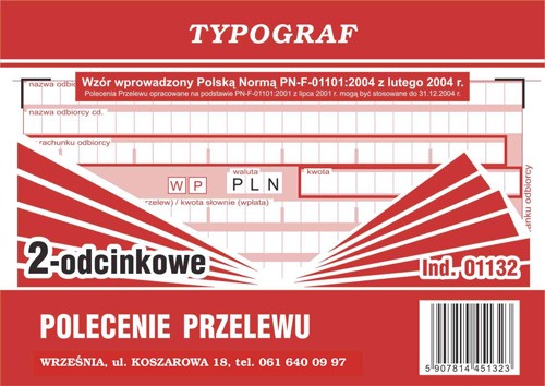Druk polecenie przelewu/wpłata gotówkowa 2-odcinkowe Typograf | biuroweokazje.pl | Skorzystaj z rabatu!