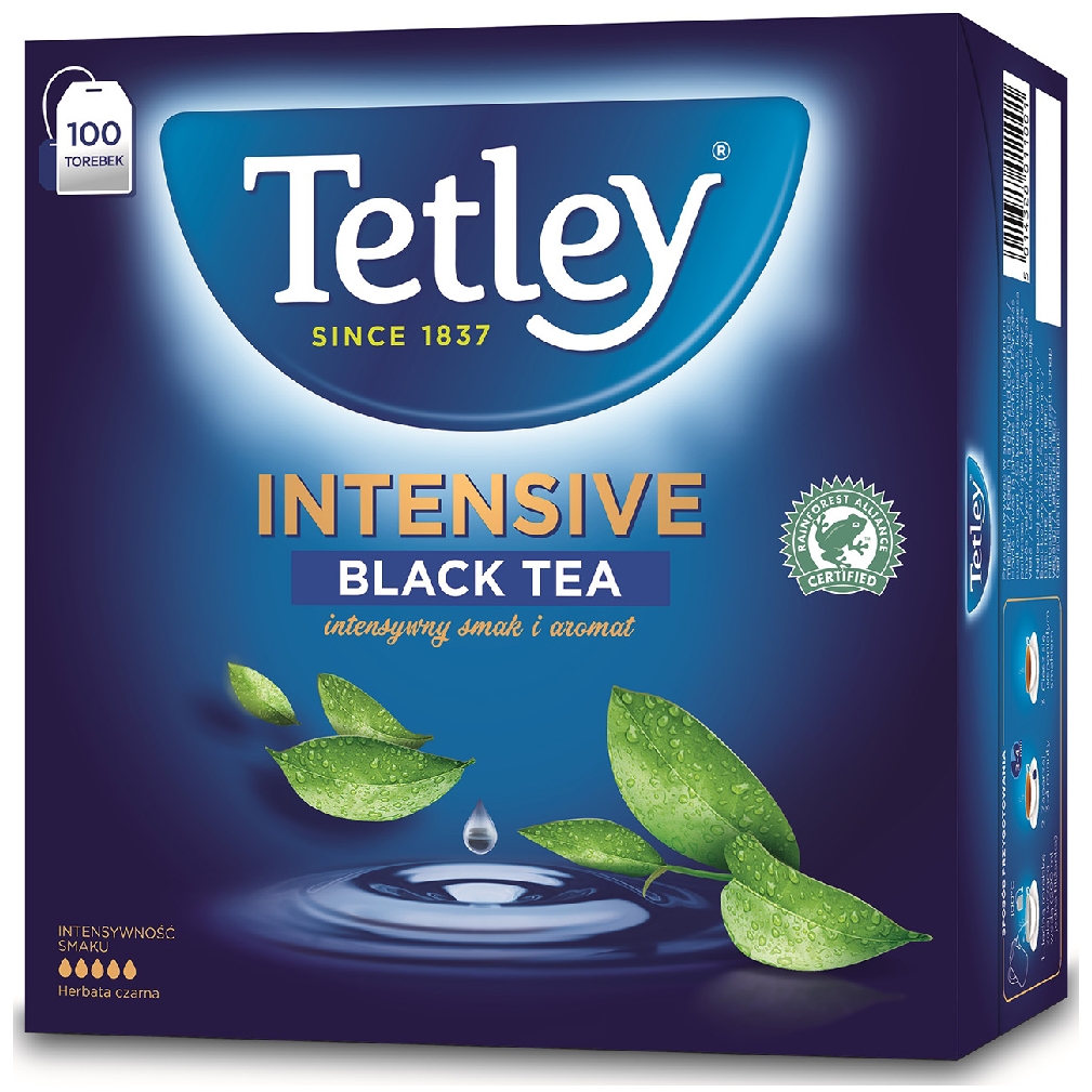 Herbata czarna Tetley intensive black, 100 torebek, z zawieszką | biuroweokazje.pl | Kup wyjątkowo!