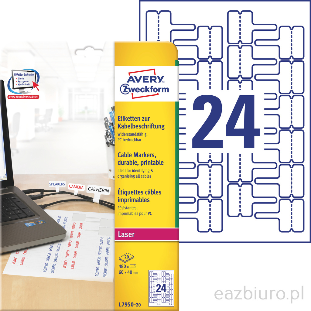 Etyk. do oznaczania kabli avery ; A4, | biuroweokazje.pl | Zamów bez kompromisów