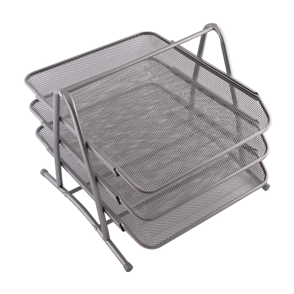 Szufladki zestaw 3-sztuk siatka srebrny | biuroweokazje.pl | Zamów rozsądnie!