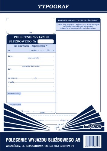 Druk delegacja Typograf do biura | biuroweokazje.pl | Zamów rozsądnie!