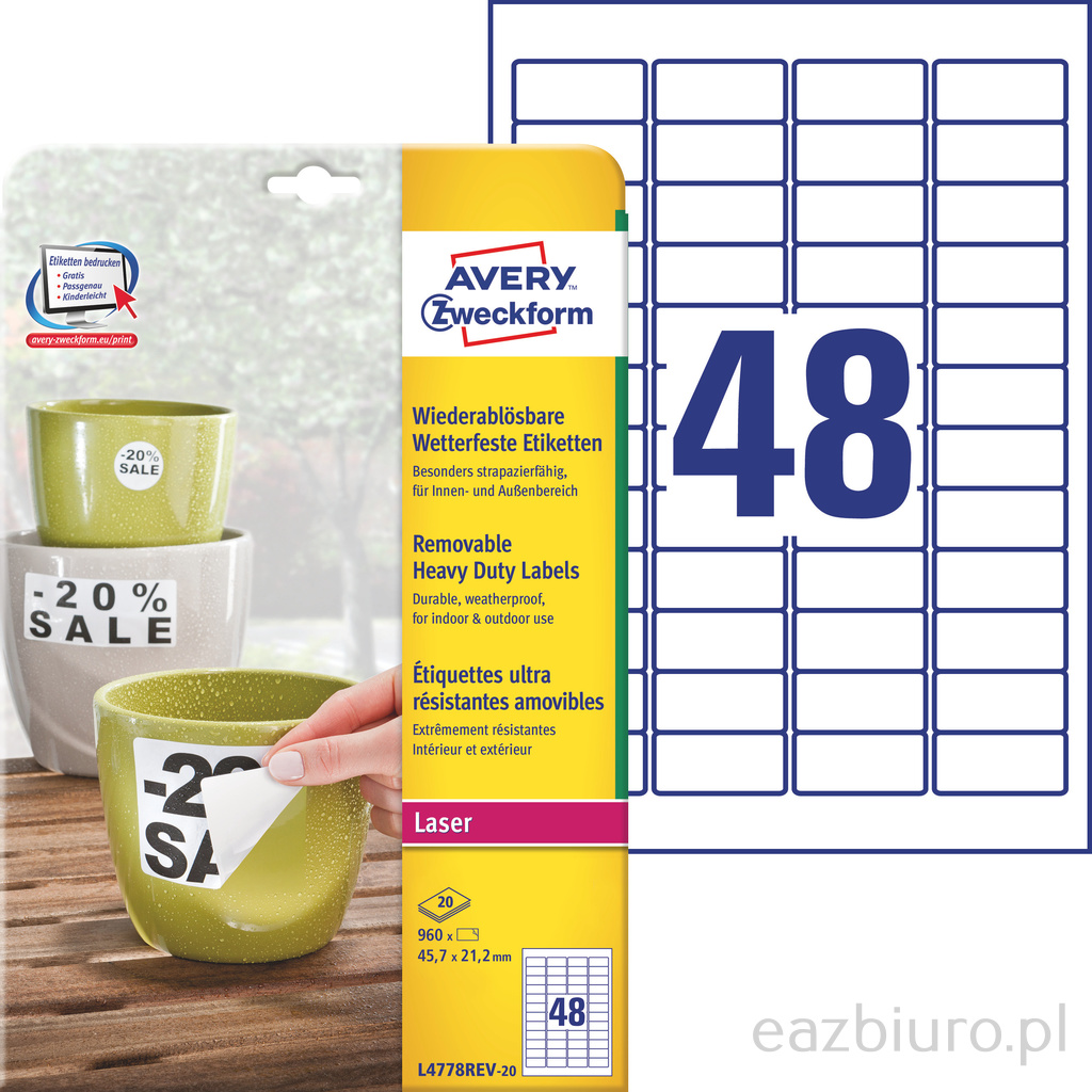 Etyk. heavy duty avery ; A4, 20 ark./o | biuroweokazje.pl | Postaw na jakość