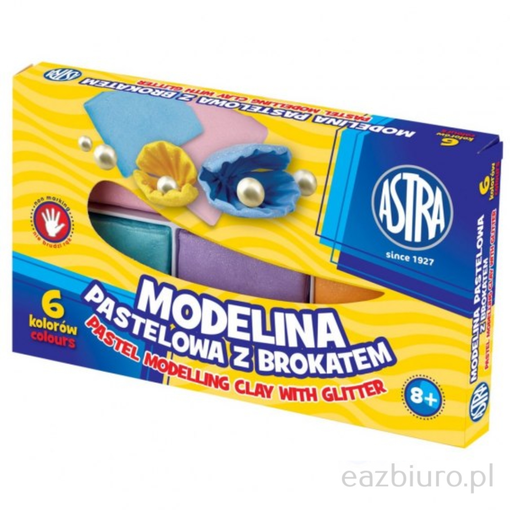 Modelina 6 kolorów Astra z brokatem pastelowa | biuroweokazje.pl | Zamów błyskawicznie!