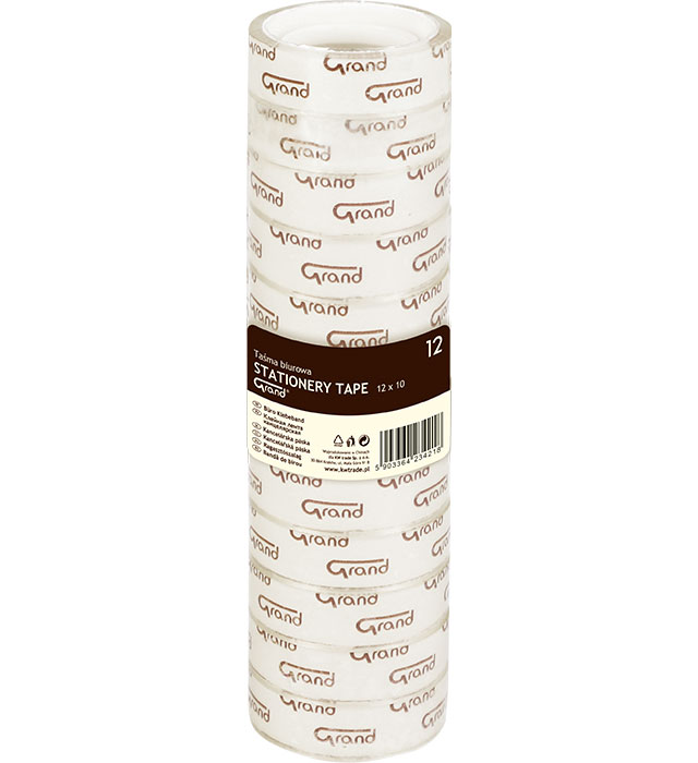 Taśmy klejące biurowe Grand 12 mm x 10 m zestaw 12 sztuk | biuroweokazje.pl | Wybierz mądrze!