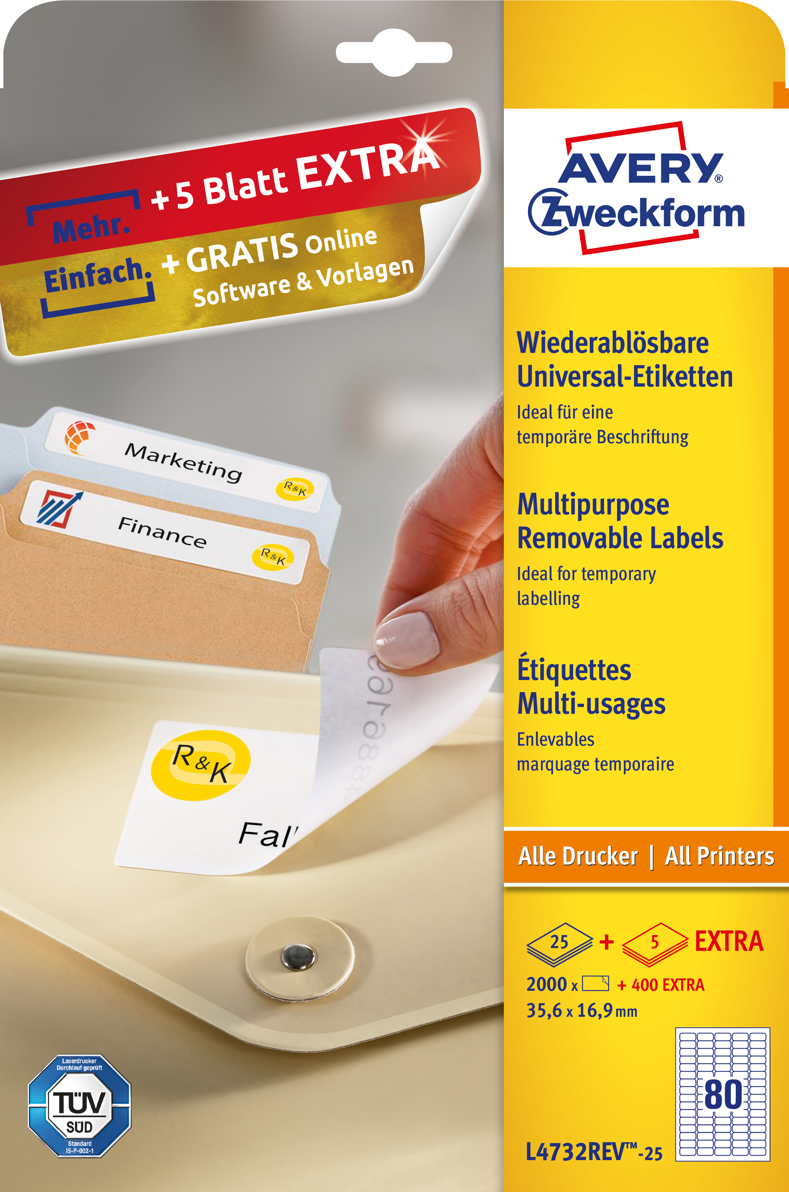 Etykiety Avery Zweckform 35,6 x 16,9 mm usuwalne, zestaw 25 arkuszy + 5 gratis | biuroweokazje.pl | Kup sprytnie!
