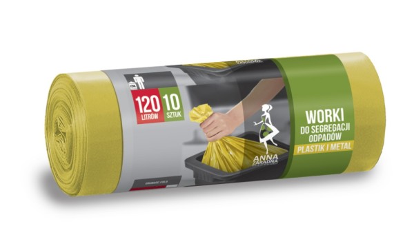 Worki do segregacji odpadów Anna Zaradna, metal, Plastik, 120 l, zestaw 10 sztuk., żółte | biuroweokazje.pl | Weź zanim zniknie!