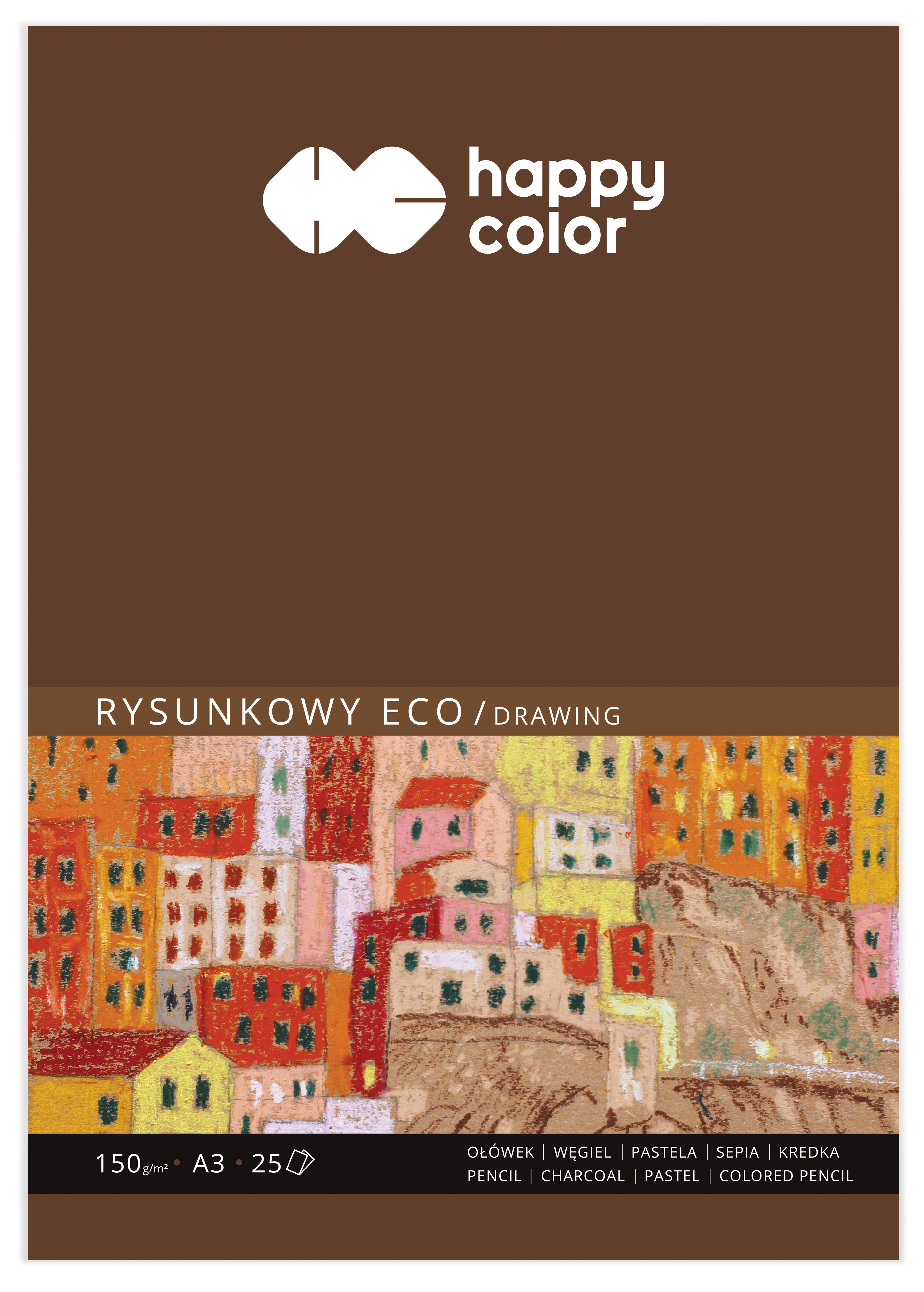 Blok rysunkowy eco, art, A4, 25 ark, 150g, happy | biuroweokazje.pl | Zyskaj komfort wyboru