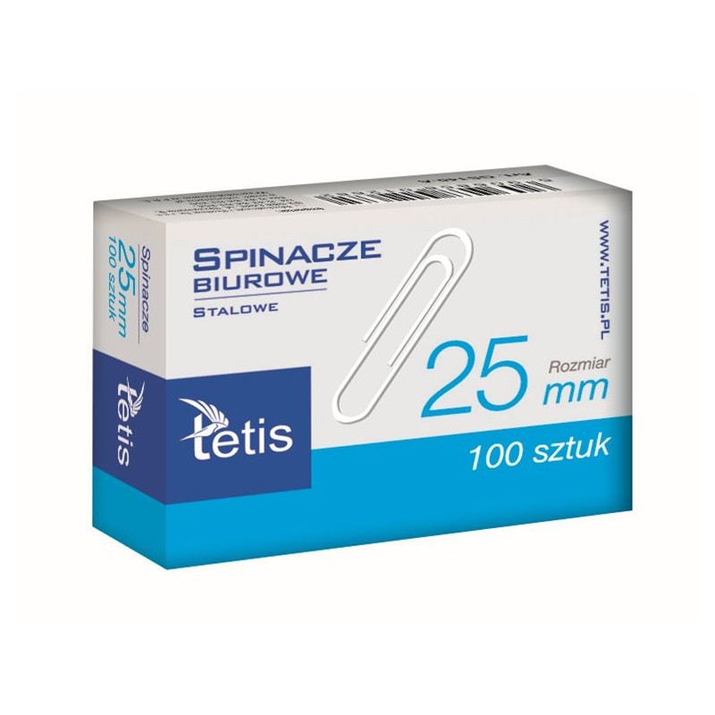 Spinacze biurowe okrągłe Tetis 25 mm zestaw 100 sztuk. | biuroweokazje.pl | Zamów online!