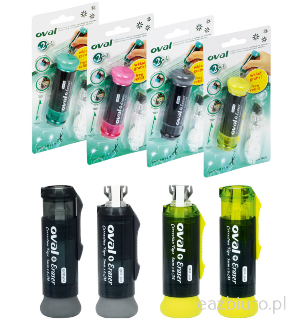 Korektor Oval w taśmie 5 mm x 6 m - qdr-506 gumka + wkład gratis | biuroweokazje.pl | Zamów natychmiast!
