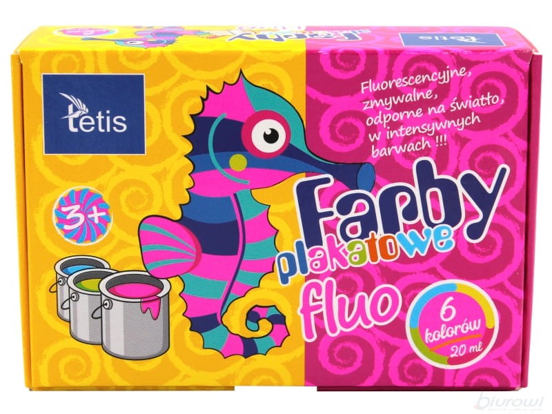 Farby plakatowe fluo Tetis 6x20 ml | biuroweokazje.pl | Kup z dostawą!
