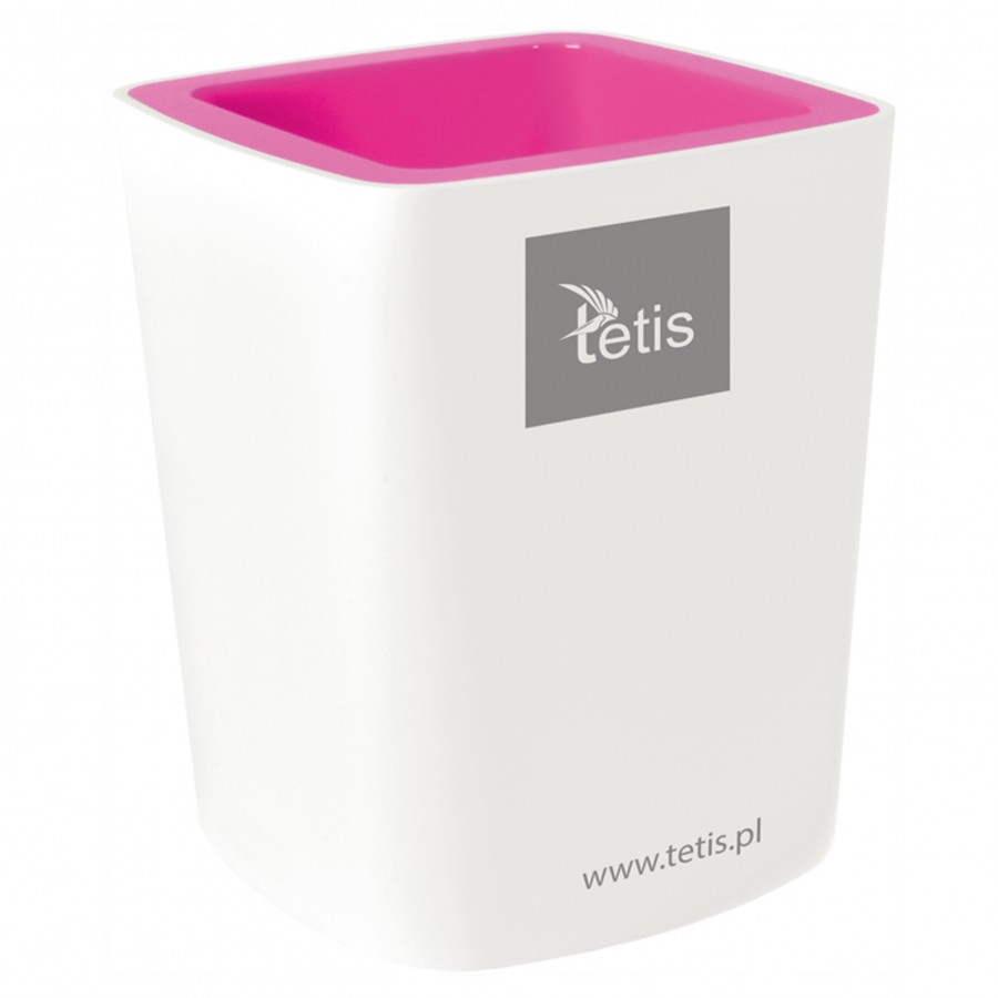Przybornik na długopisy Tetis bv405 biało-różowy | biuroweokazje.pl | Postaw na jakość!