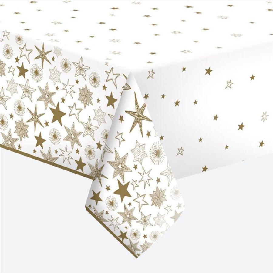 Obrus papierowy złote gwiazdki 120 x 180 cm zestaw 1 sztuk. POLMAK | biuroweokazje.pl | Wybierz mądrze!