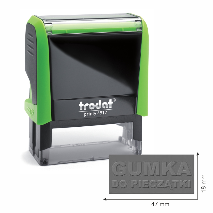 Trodat pieczątka 4912 obudowa zielona 47 x 18 mm + wkładka tuszująca + gumka | biuroweokazje.pl | Zamów teraz!