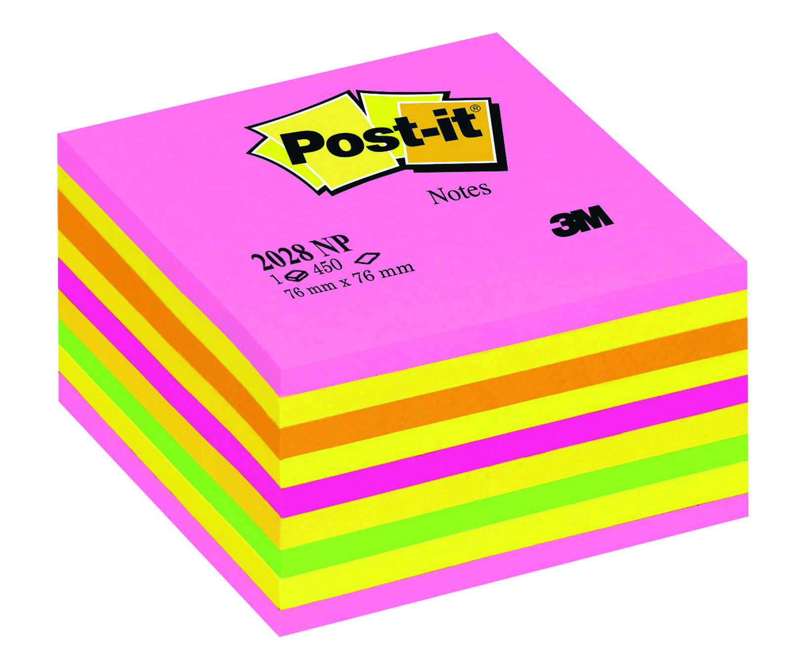 Kostka samoprzylepna Post-it® (2028-np), 76 x 76 mm, 1 x 450 kartek, cukierkowa różowa | biuroweokazje.pl | Zyskaj więcej!
