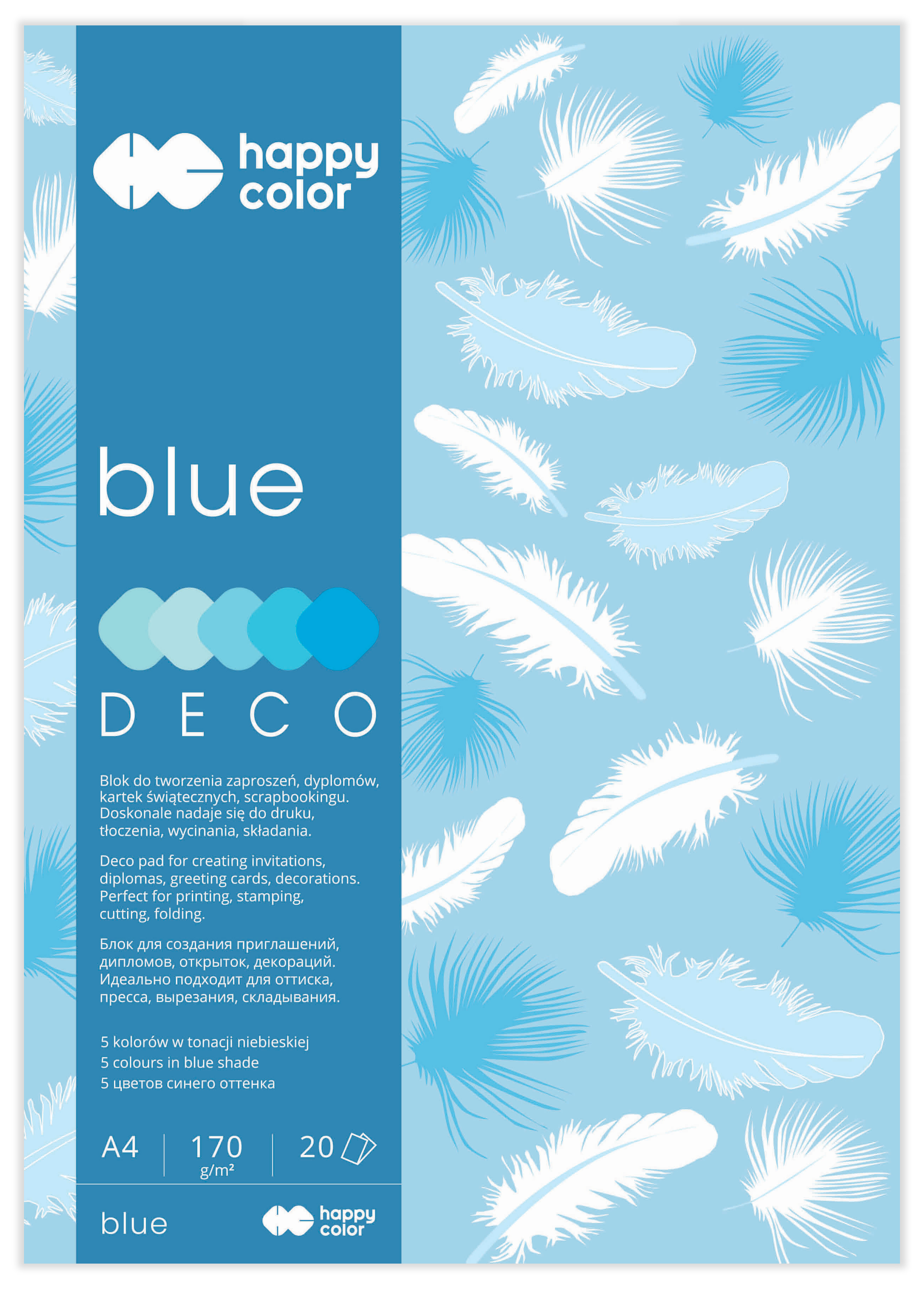 Blok deco blue A4, 170g, 20 ark, 5 kol. tonacja | biuroweokazje.pl | Zamów w kilka sekund