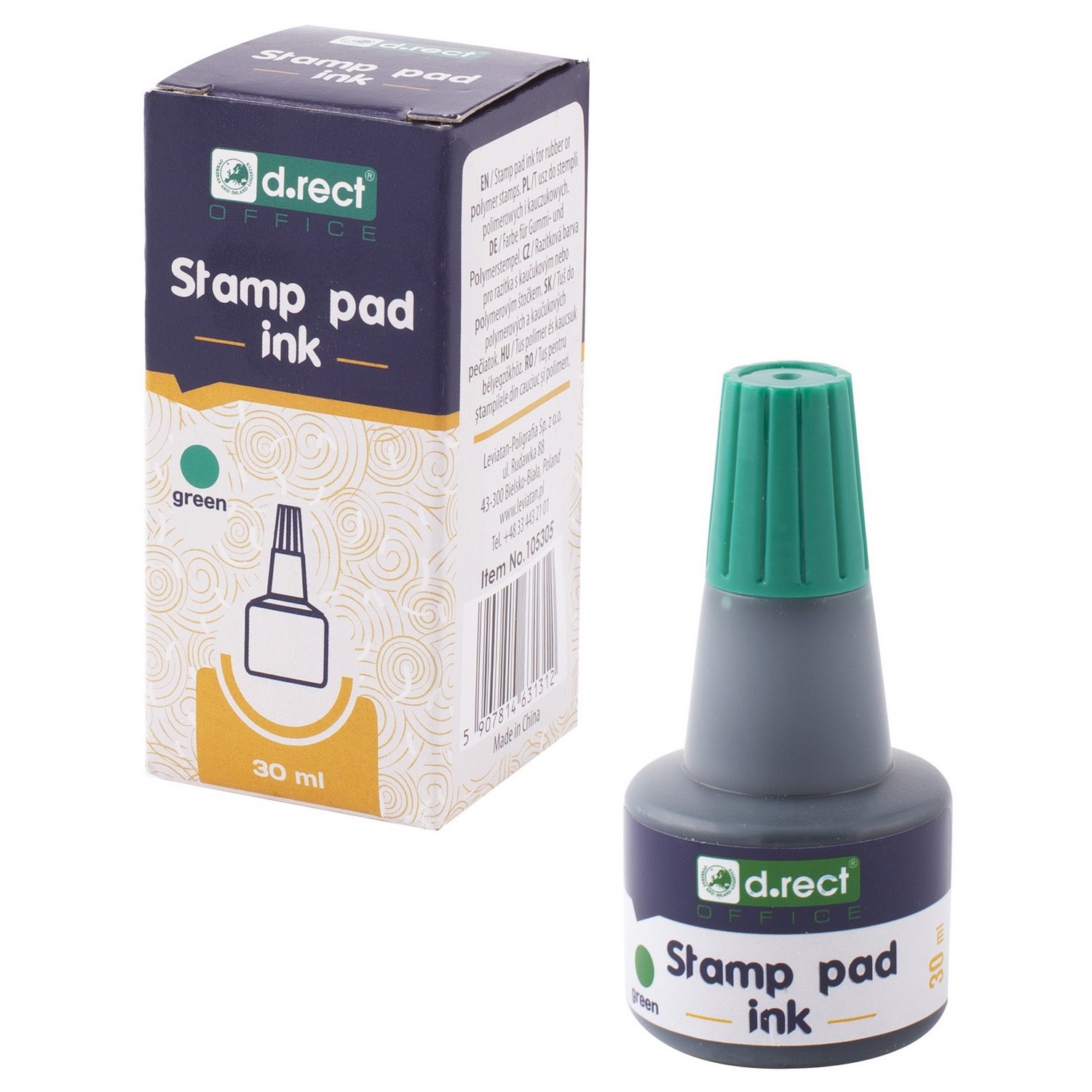 Tusz do stempli D Rect zielony 30 ml | biuroweokazje.pl | Zamów korzystnie!