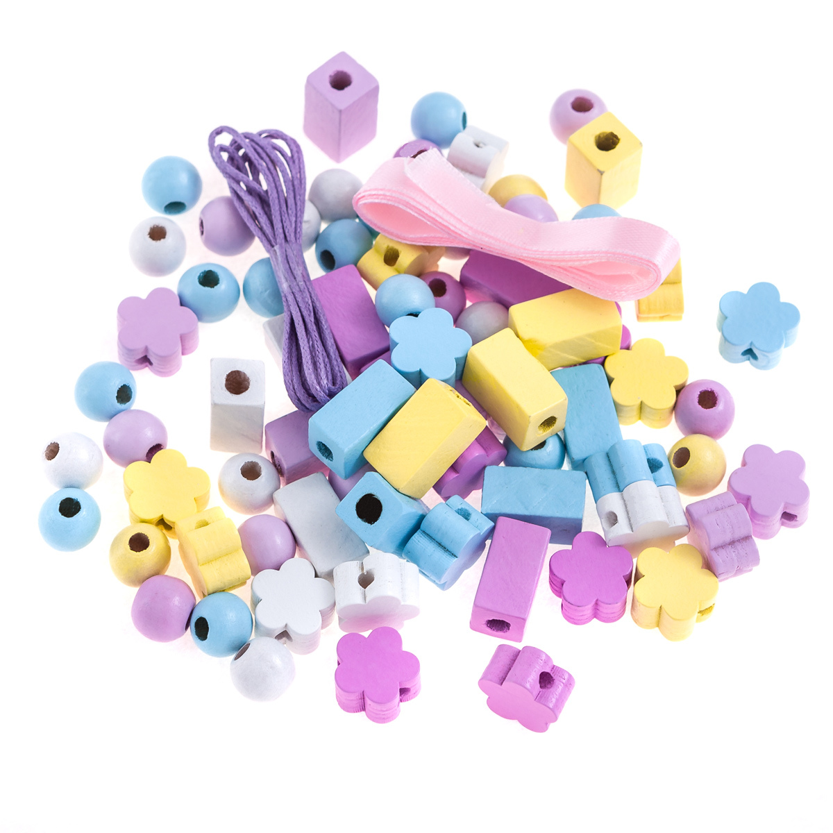 Drewniane koraliki w słoiku mix pastel zestaw 150 sztuk. | biuroweokazje.pl | Kup sprytnie!