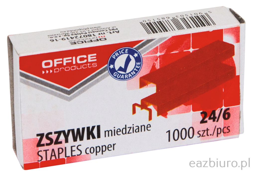 Zszywki office 24 6 miedziowane zestaw 1000 sztuk | biuroweokazje.pl | Zamów rozsądnie!