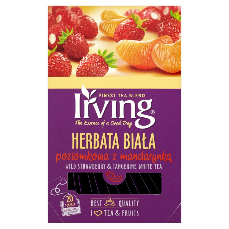 Herbata Irving, biała, poziomkowa z mandarynką, 20 kopert | biuroweokazje.pl | Kup wyjątkowo!
