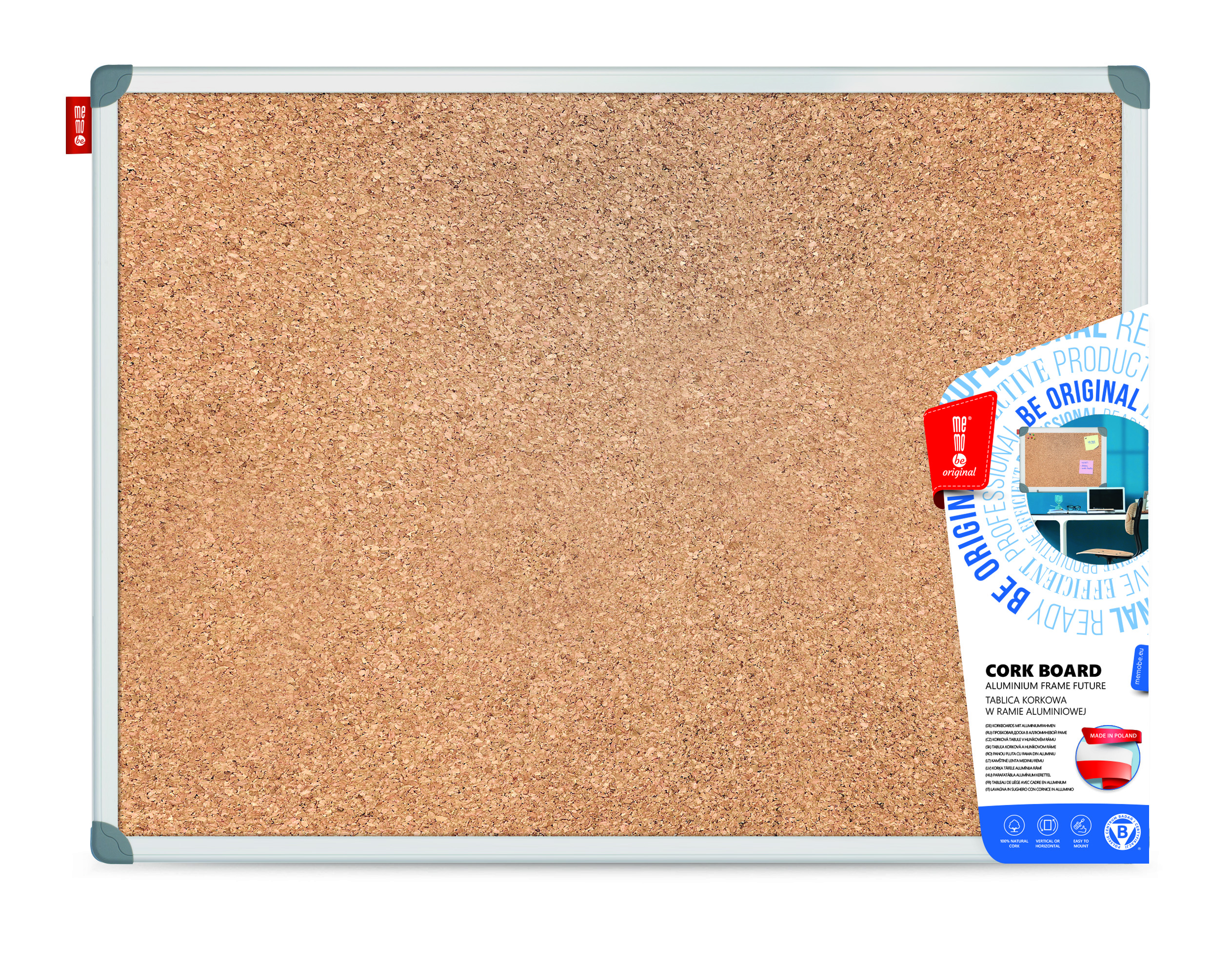 Tablica korkowa Memobe, rama alu future 90x60 | biuroweokazje.pl | Postaw na sprawdzone rozwiązanie