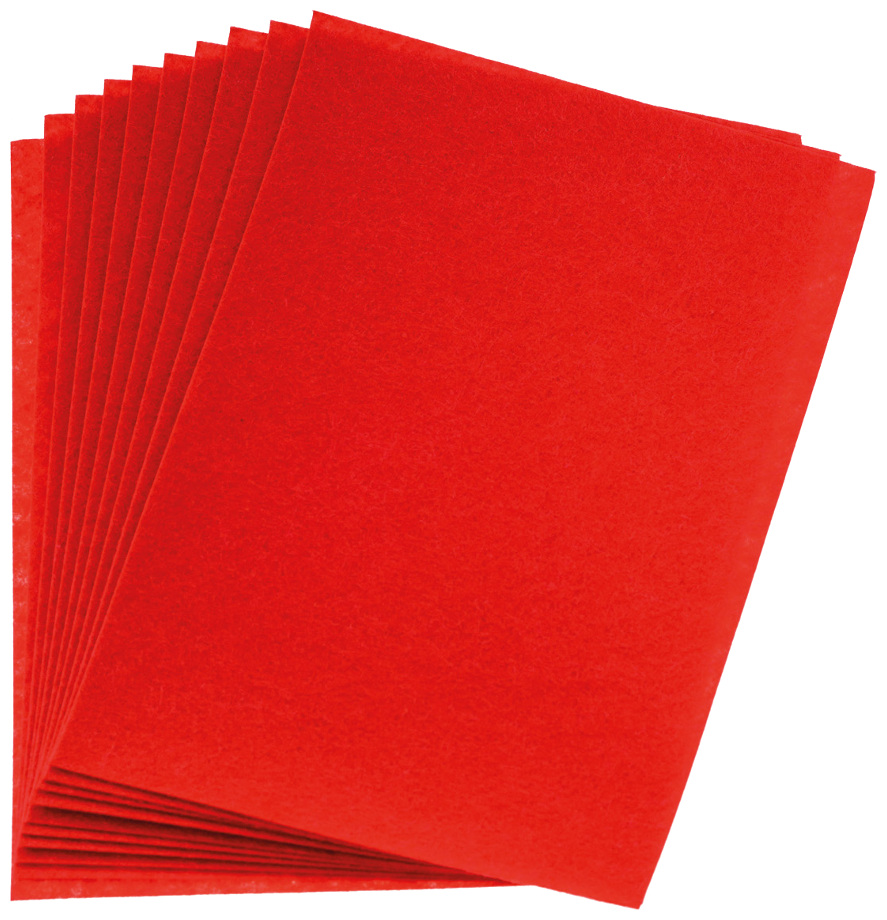 Filc dekoracyjny A4 1 mm czerwony zestaw 10 sztuk | biuroweokazje.pl | Zamów teraz!