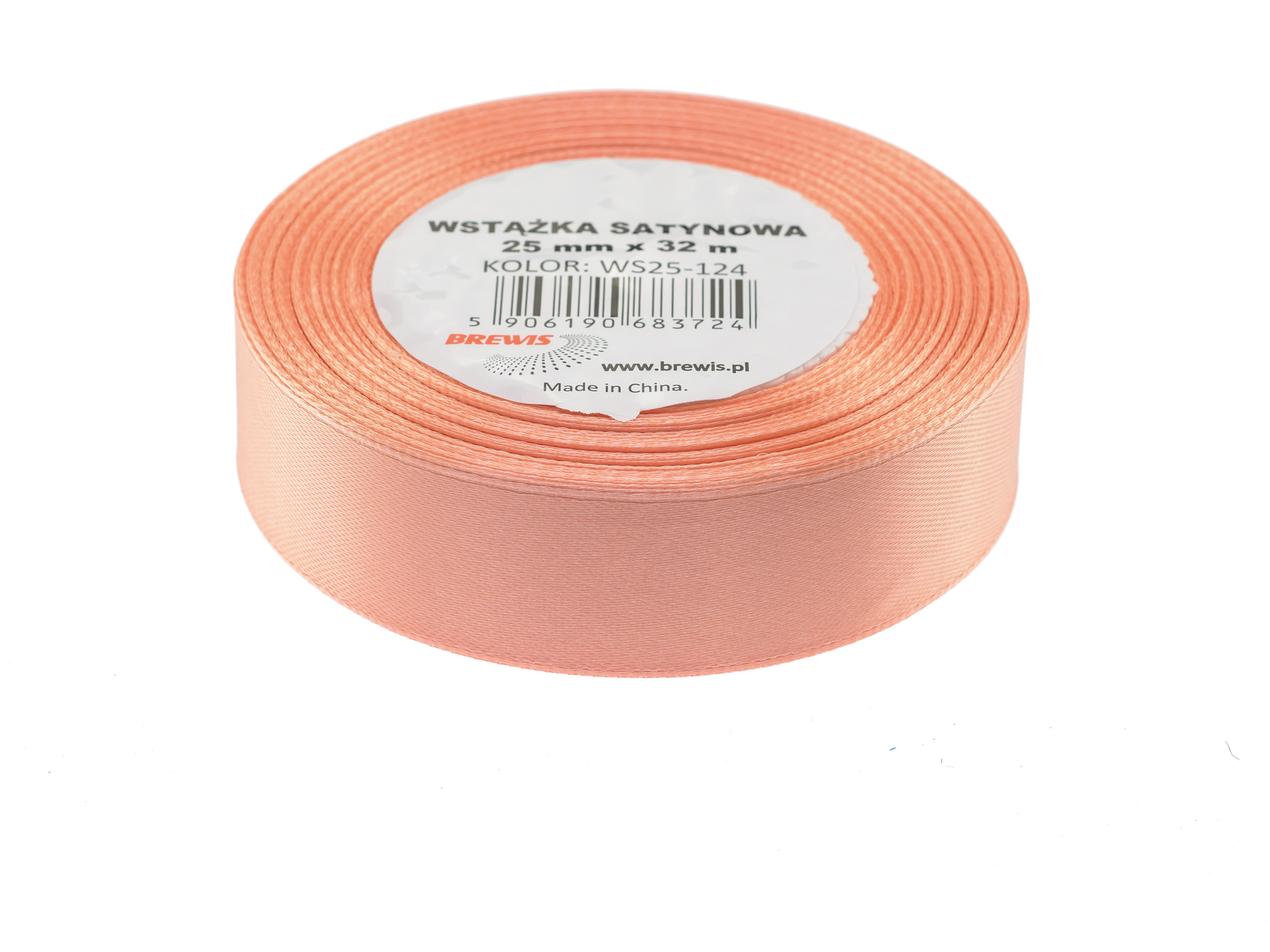 Wstążka Brewis satynowa 25 mm 32 m łososiowy | biuroweokazje.pl | Zamów korzystnie!