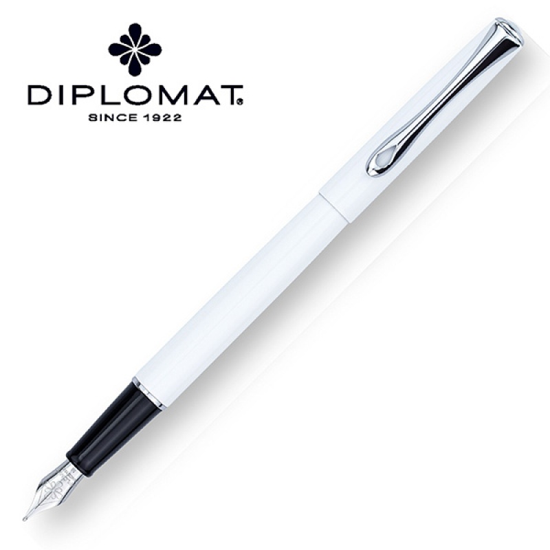 Pióro wieczne Diplomat traveller, f, białe/chrom | biuroweokazje.pl | Zobacz co wybierają inni
