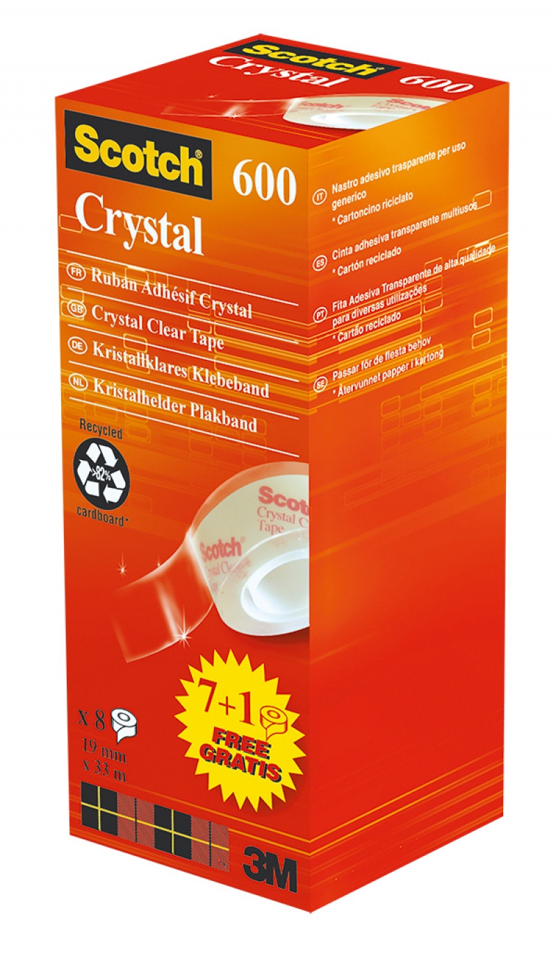 Taśma Scotch cristal w kartoniku 7szt+ 1 | biuroweokazje.pl | Kup teraz