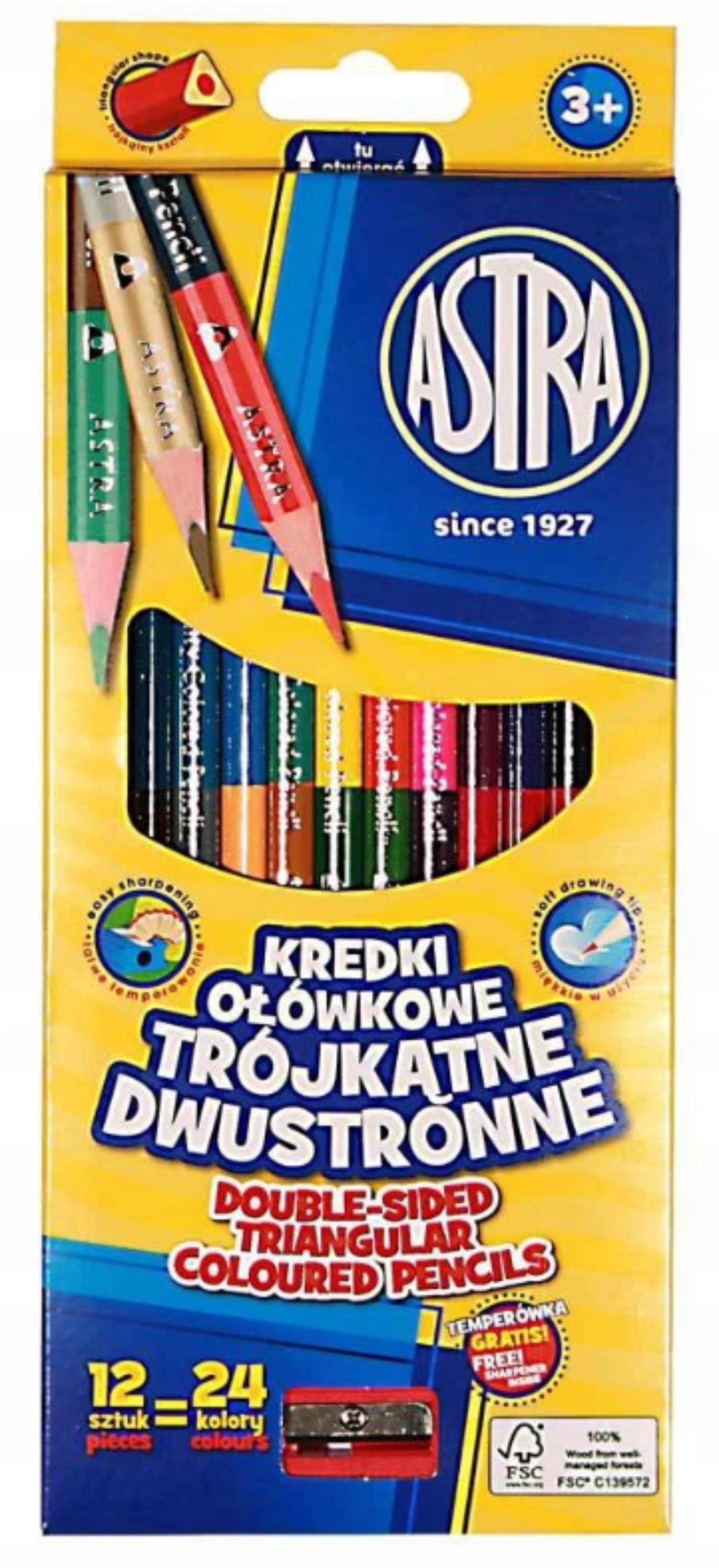 Kredki zestaw 12 sztuk=24 kolory Astra dwustronne | biuroweokazje.pl | Zyskaj więcej!