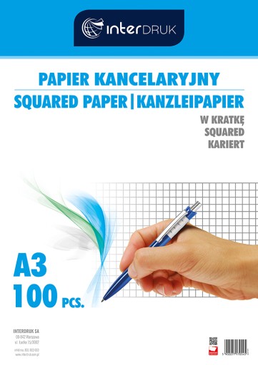 Papier kancelaryjny A3 kratka zestaw 100 sztuk | biuroweokazje.pl | Weź zanim zniknie!