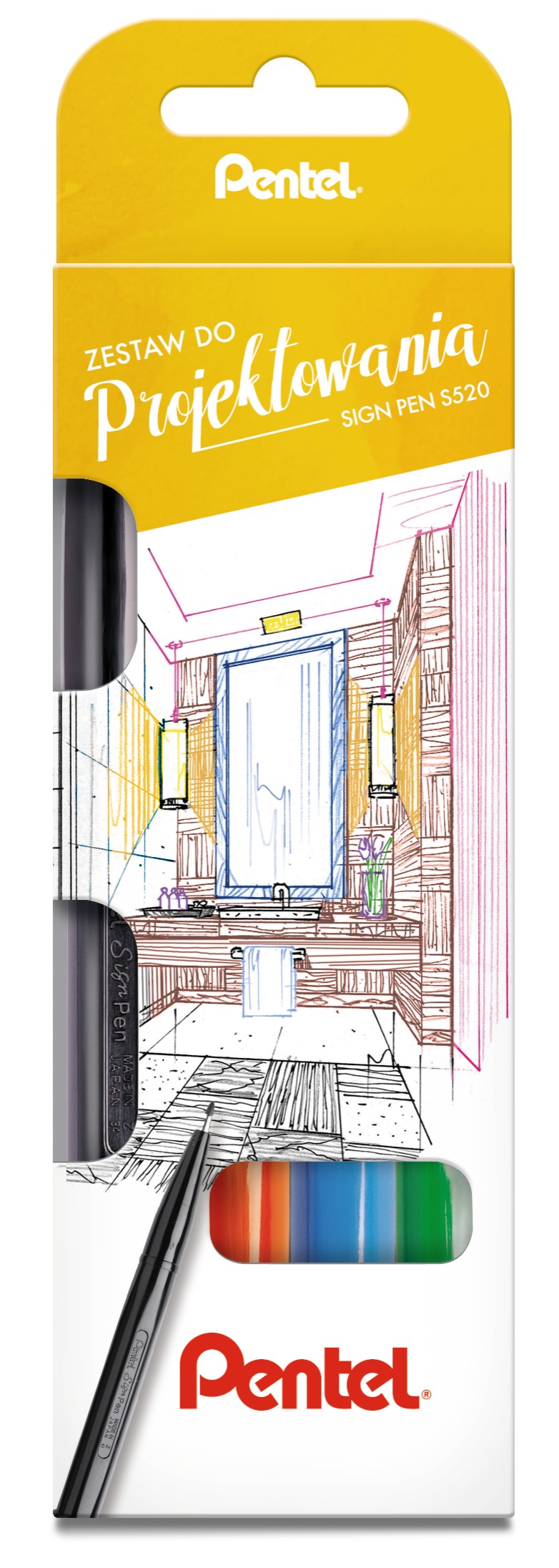 Zestaw 4 pisaków flamastrów Pentel s520 abcd | biuroweokazje.pl | Kup taniej!
