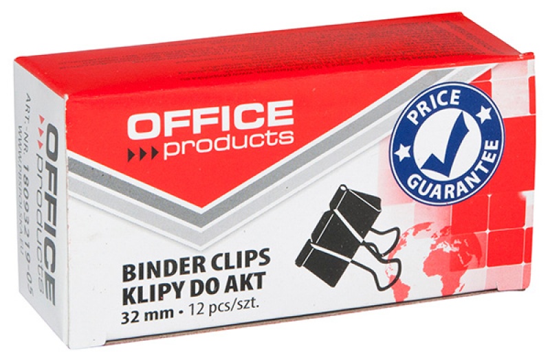 Klipy do dokumentów Office Products, 32 mm, zestaw 12 sztuk, czarne | biuroweokazje.pl | Kup taniej!