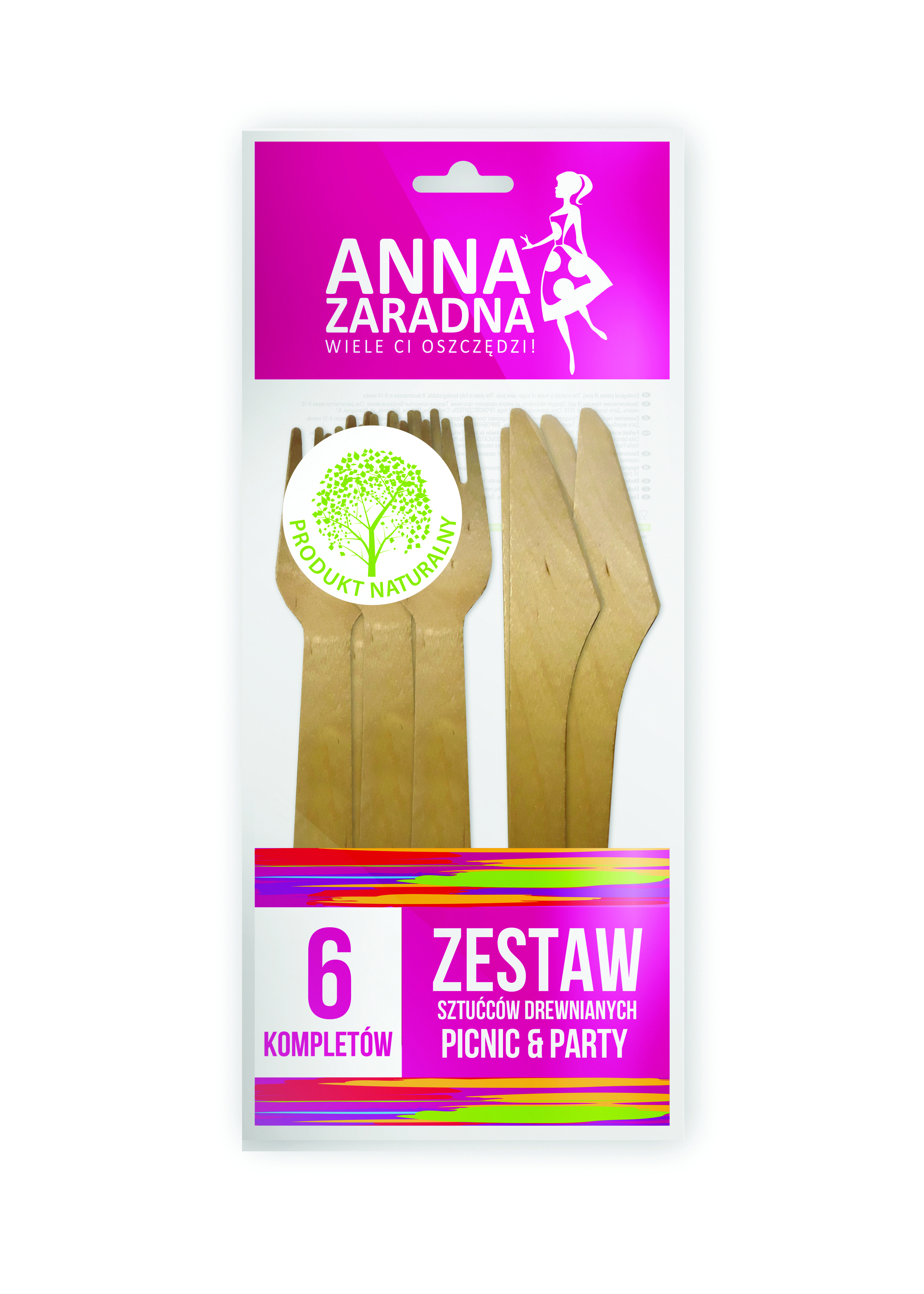 Zestaw sztućców drewnianych Anna Zaradna, 6 kompletów, drewno | biuroweokazje.pl | Kup wygodnie!