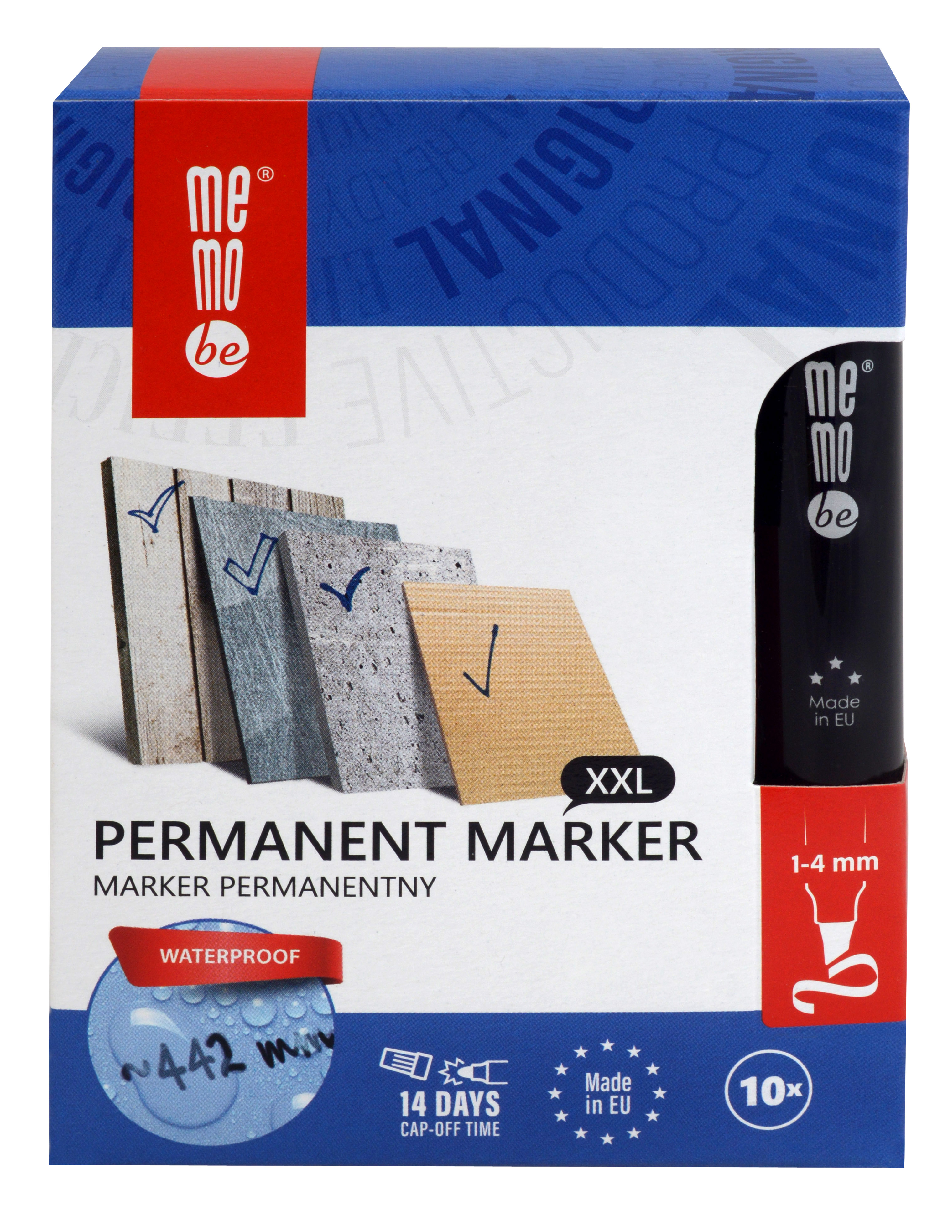 Marker permanentny m201 Memobe końcówka ścięta 1-4 mm czerwony | biuroweokazje.pl | Działaj śmiało!