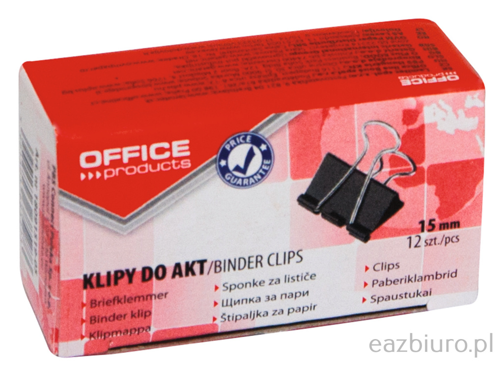 Klipy do dokumentów Office Products, 15mm, 12szt | biuroweokazje.pl | Skorzystaj z naszej oferty
