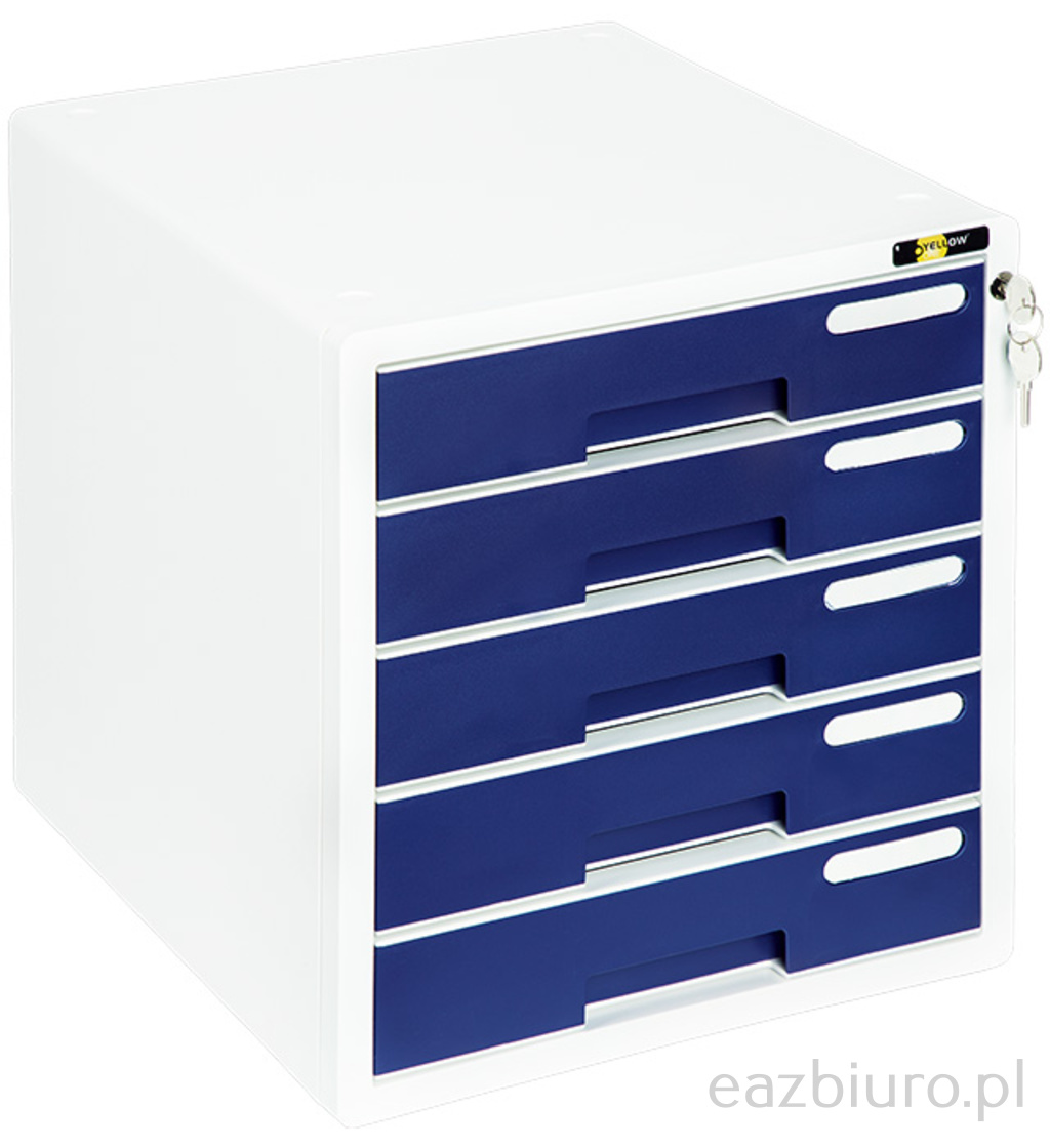 Szafka na dokumenty Yellow one yl-sp05 Plastikowa - 5 szuflad + zamek, granat | biuroweokazje.pl | Kup taniej!