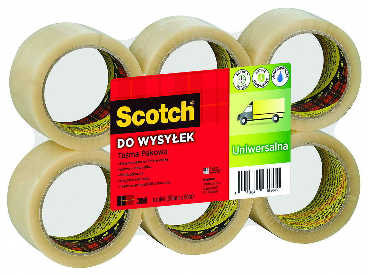 Taśma pakowa Scotch hot melt 48 mm x 66 m przezroczysta | biuroweokazje.pl | Zamów bez zwłoki!
