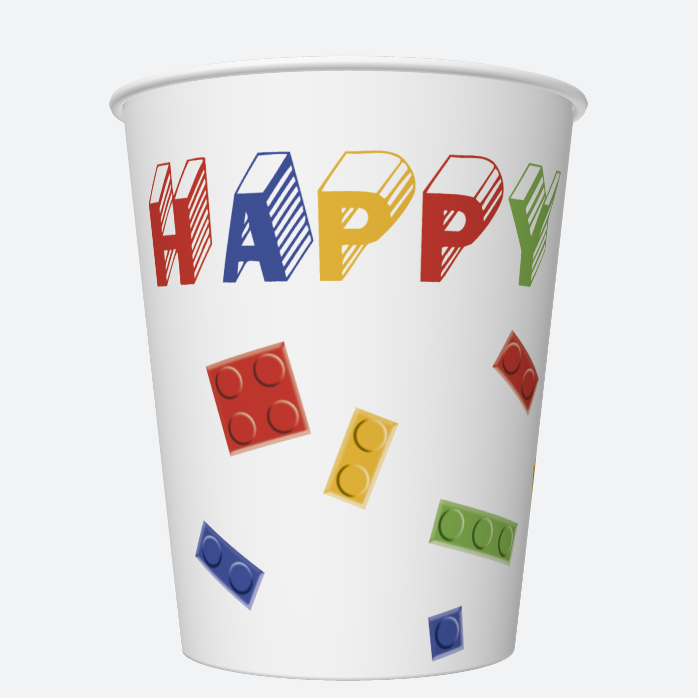 Kubki papierowe SUP Building Blocks Birthday zestaw 8 sztuk. - 250 ml O 8 x 9,1 230 [g/m2] | biuroweokazje.pl | Postaw na jakość!