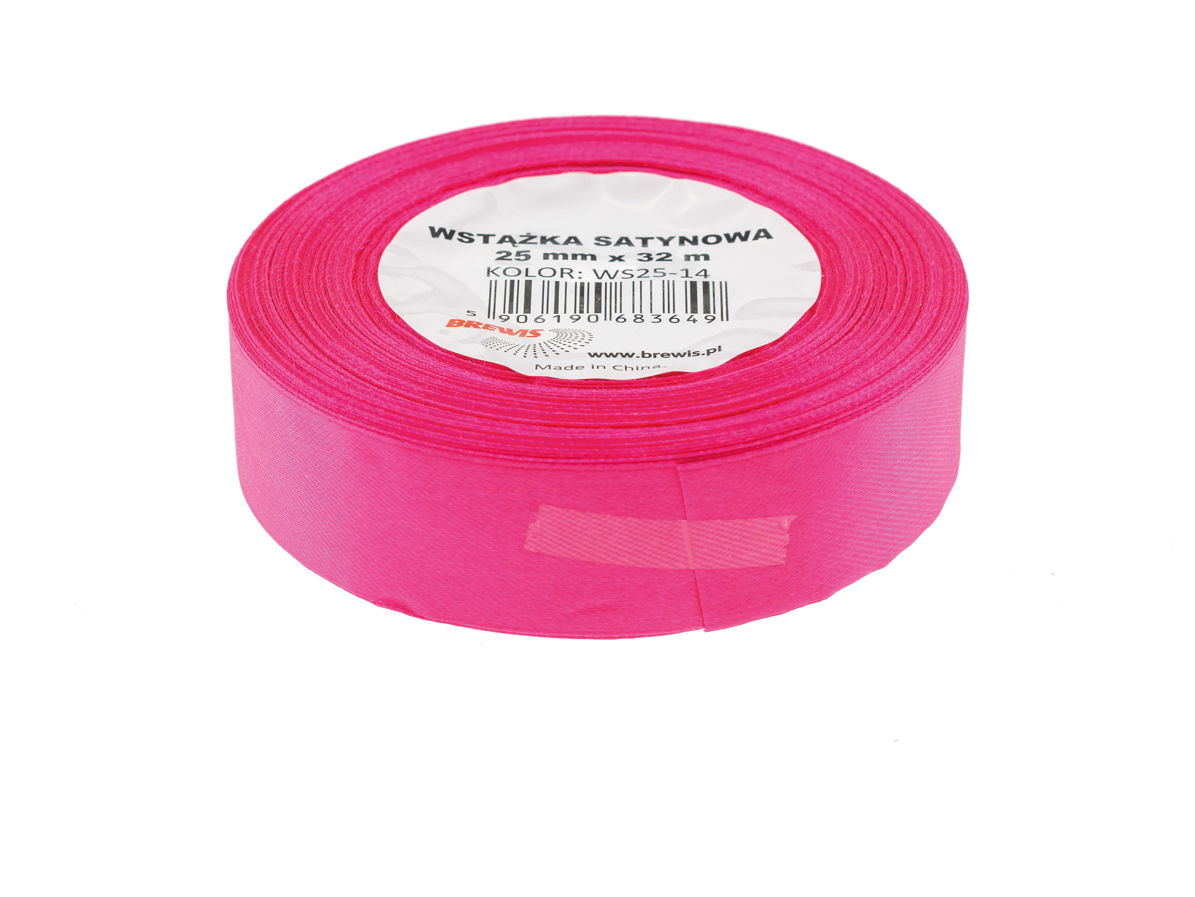 Wstążka Brewis satynowa 25 mm 32 m różowy fluo | biuroweokazje.pl | Kup pewnie!