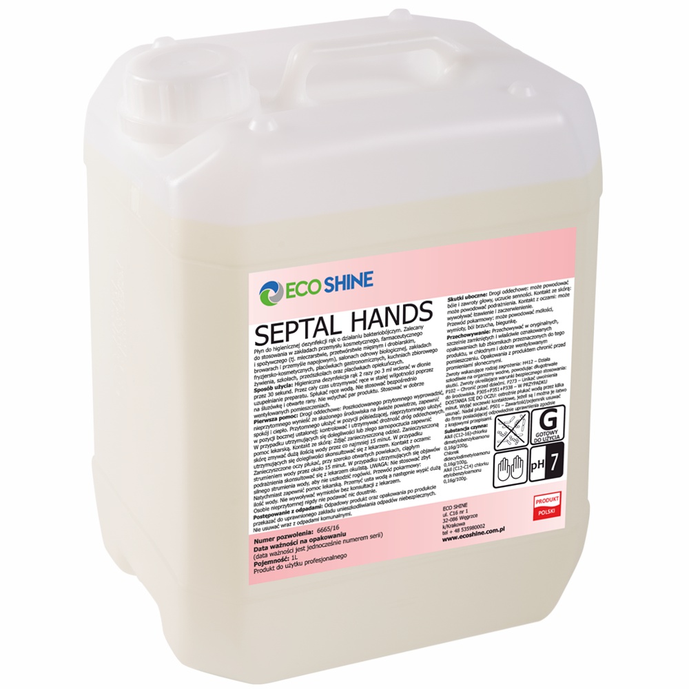 Eco Shine septal Hands 5 l płyn do dezynfekcji rąk | biuroweokazje.pl | Zamów natychmiast!