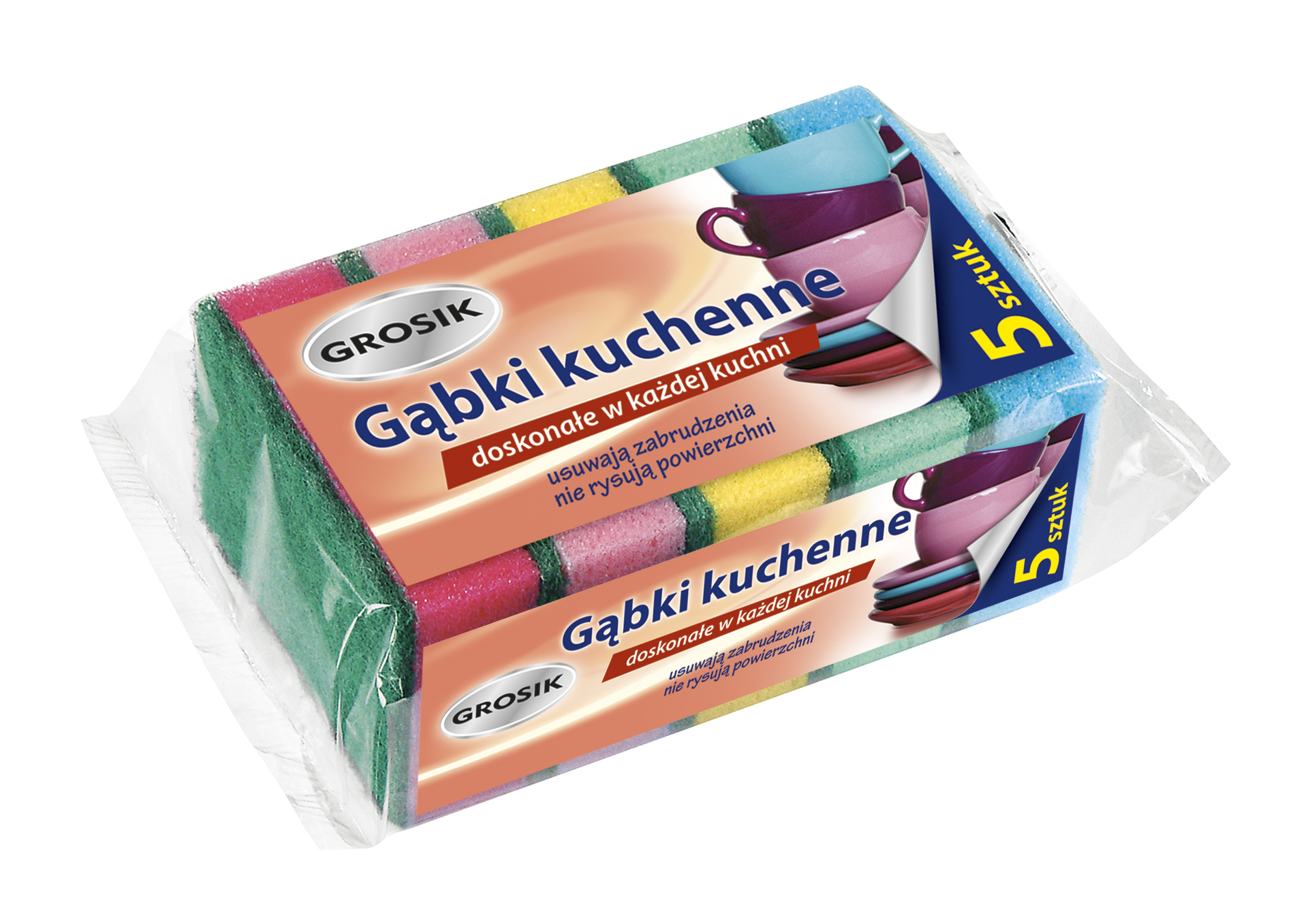 Gąbka kuchenna maxi Grosik zestaw 5 sztuk. | biuroweokazje.pl | Kup taniej!