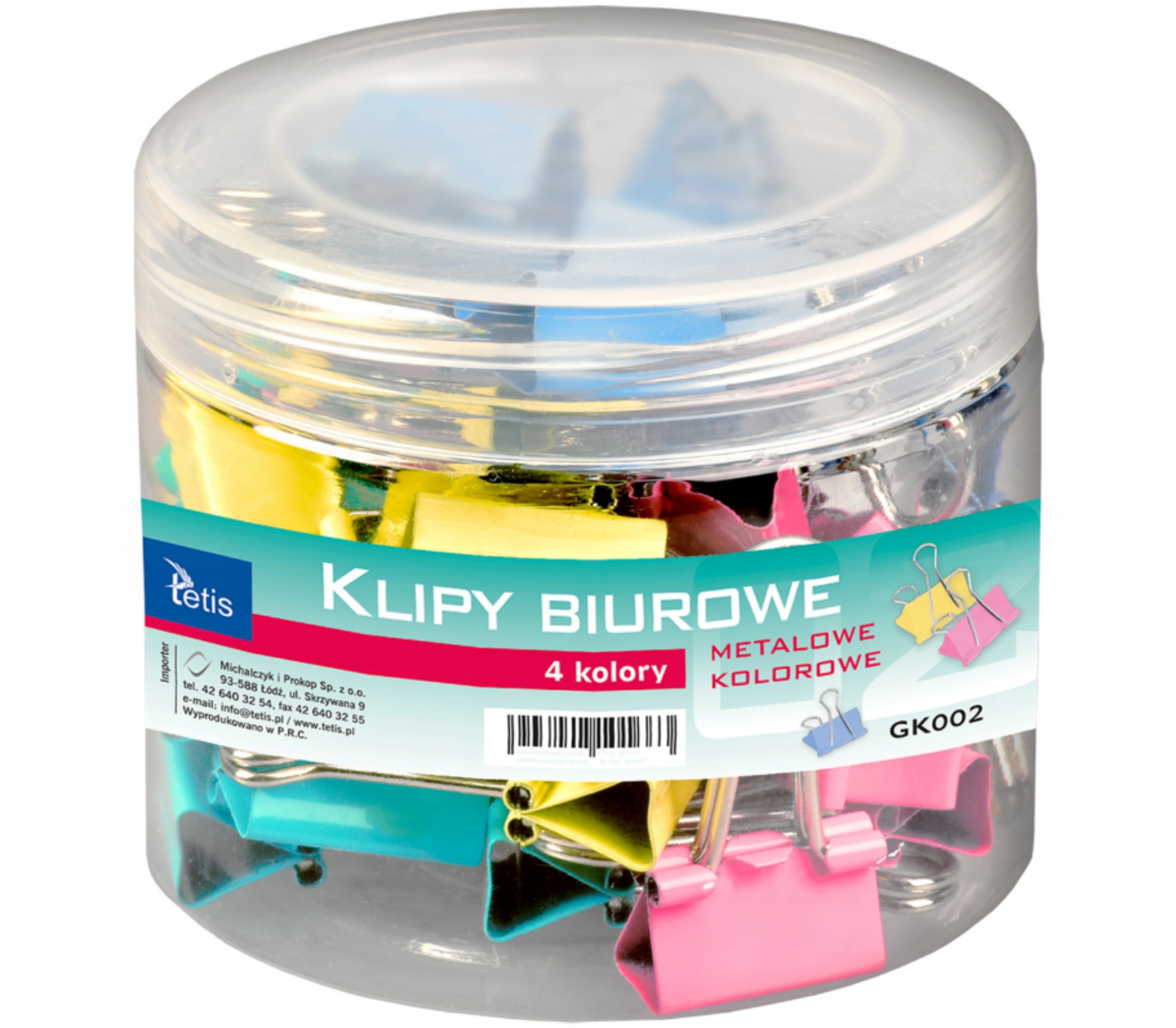 Clips 15mm /60szt kolorowe tuba | biuroweokazje.pl | Zamów już dziś