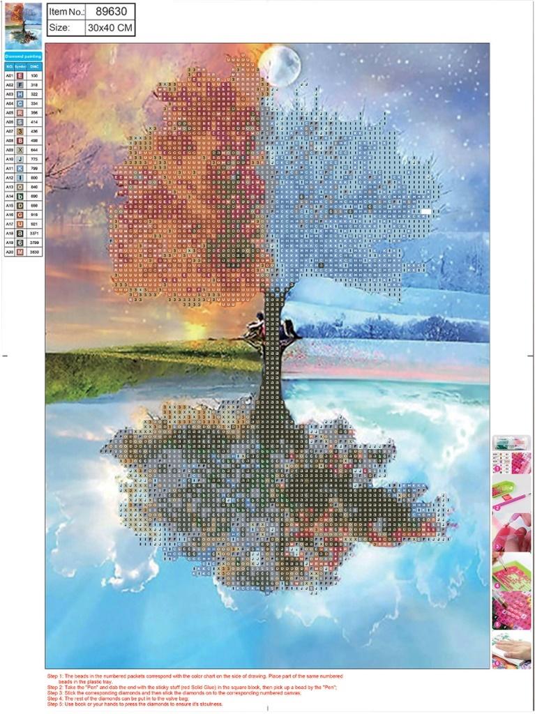 Mozaika diamentowa 5d 30x40 cm pory roku | biuroweokazje.pl | Zamów online!
